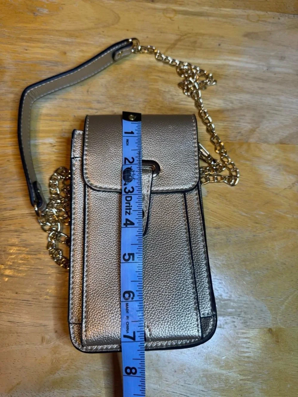 Metallic Gold Crossbody Phone Bag with Chain Strap